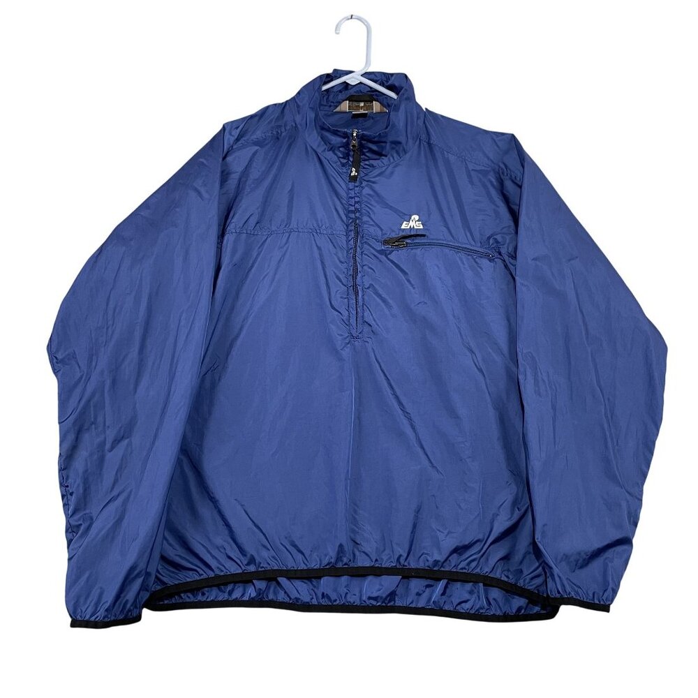 VTG EMS Raincoat Mens XL Blue Half Zip Made in Hong Kong‎